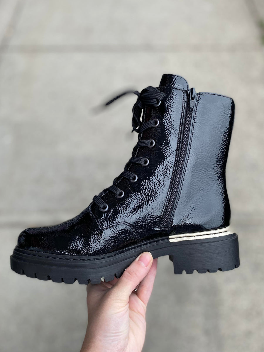 rieker black patent shoes