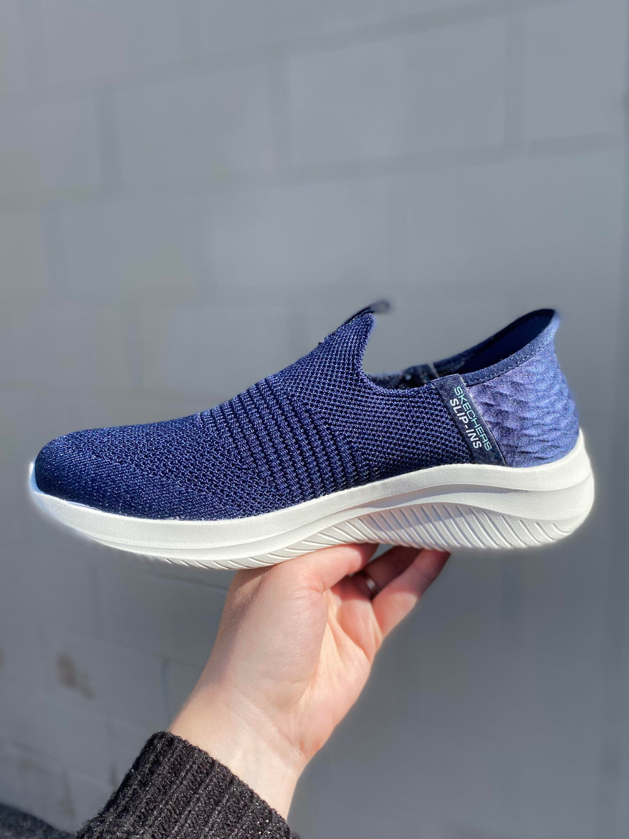 Skechers Smooth Step Navy *SLIP INS* – Walk Rite Shoes