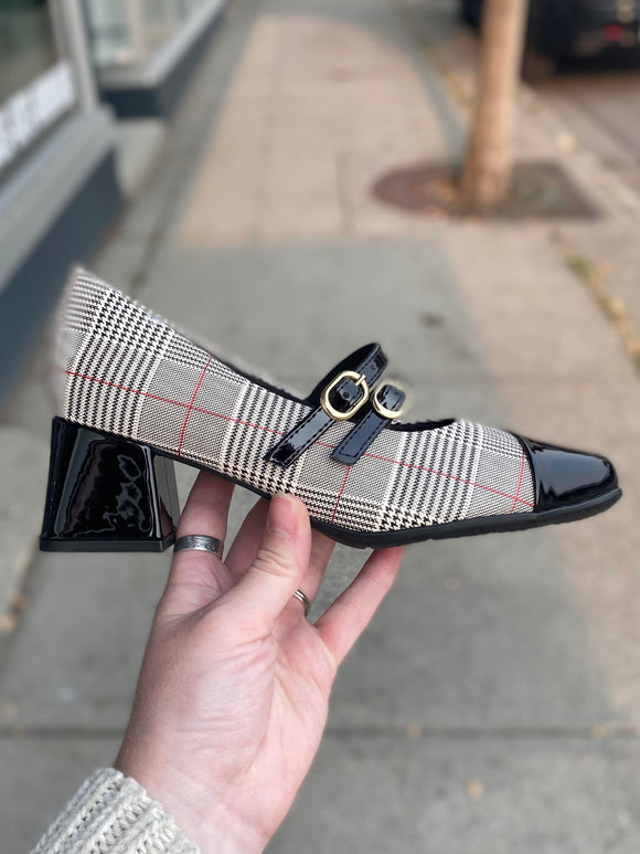 Piccadilly - Double MaryJane - Off White Plaid